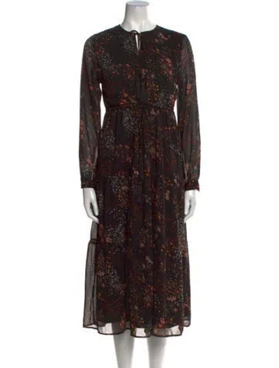 Pre-owned Walter Baker Floral Print Midi Length Dress In Black