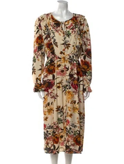 Pre-owned Walter Baker Floral Print Midi Length Dress In Neutral