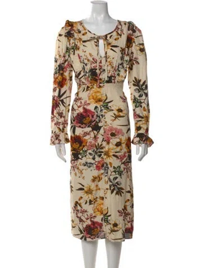 Pre-owned Walter Baker Floral Print Midi Length Dress In Neutral