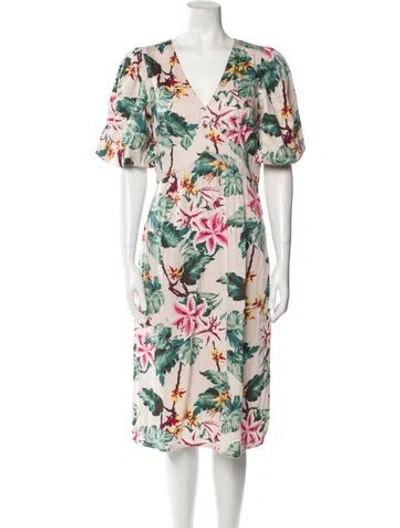 Pre-owned Walter Baker Floral Print Midi Length Dress In Pink