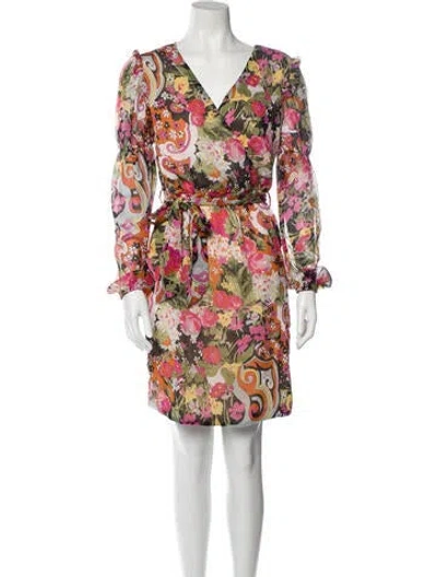 Pre-owned Walter Baker Floral Print Mini Dress In Black