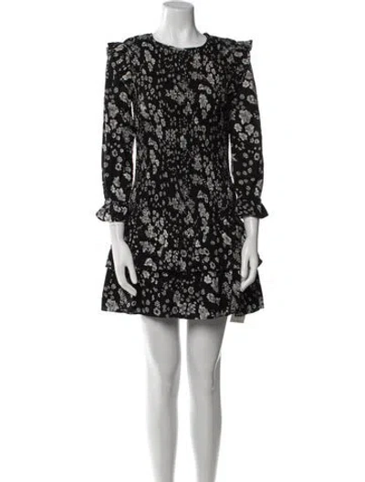 Pre-owned Walter Baker Floral Print Mini Dress In Black
