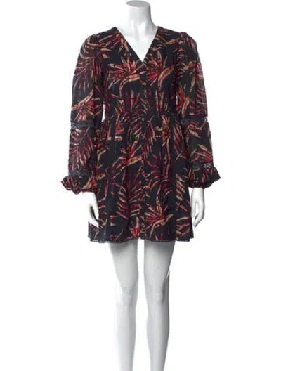 Pre-owned Walter Baker Floral Print Mini Dress In Black