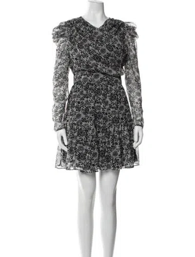 Pre-owned Walter Baker Floral Print Mini Dress In Black