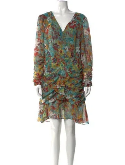 Pre-owned Walter Baker Floral Print Mini Dress In Blue