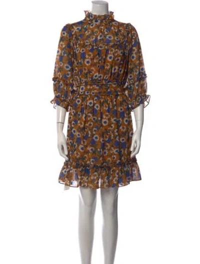 Pre-owned Walter Baker Floral Print Mini Dress In Blue