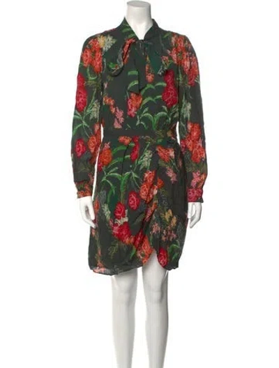 Pre-owned Walter Baker Floral Print Mini Dress In Green