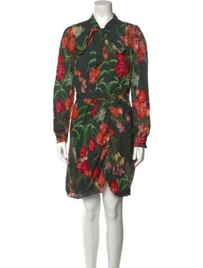 Pre-owned Walter Baker Floral Print Mini Dress In Green