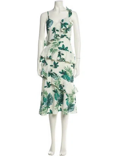 Pre-owned Walter Baker Floral Print Mini Dress In Green