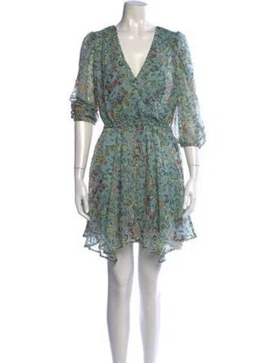 Pre-owned Walter Baker Floral Print Mini Dress In Green