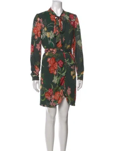 Pre-owned Walter Baker Floral Print Mini Dress In Green