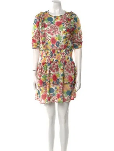 Pre-owned Walter Baker Floral Print Mini Dress In Red
