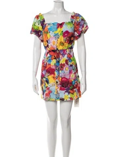 Pre-owned Walter Baker Floral Print Mini Dress In Red