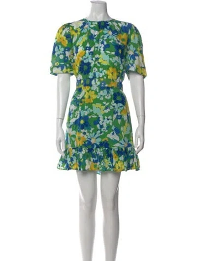 Pre-owned Walter Baker Floral Print Mini Dress W/ Tags In Green