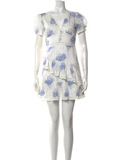 Pre-owned Walter Baker Floral Print Mini Dress W/ Tags In White