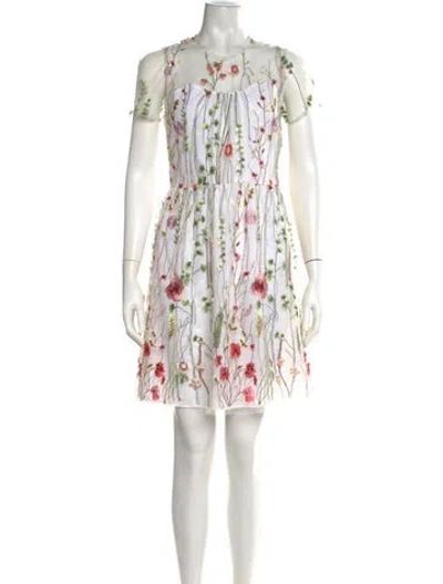 Pre-owned Walter Baker Floral Print Mini Dress In White