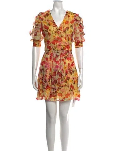 Pre-owned Walter Baker Floral Print Mini Dress In Yellow