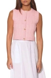 Walter Baker Gemma Cable Stitch Sweater Tank In Pink