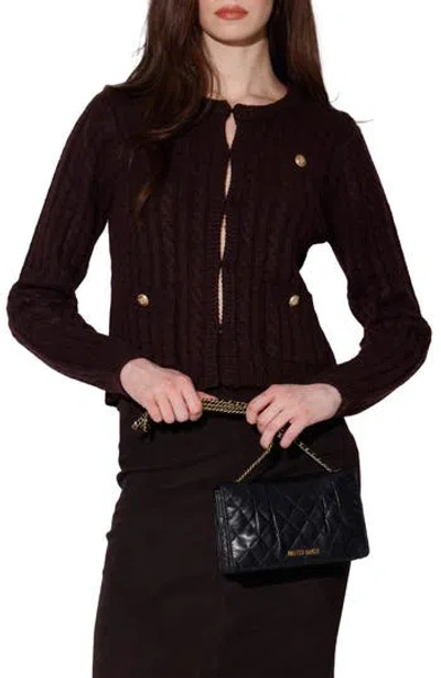 Walter Baker Giselle Cable Stitch Cardigan Sweater In Purple