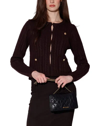 Walter Baker Giselle Cable Stitch Cardigan Sweater In Purple