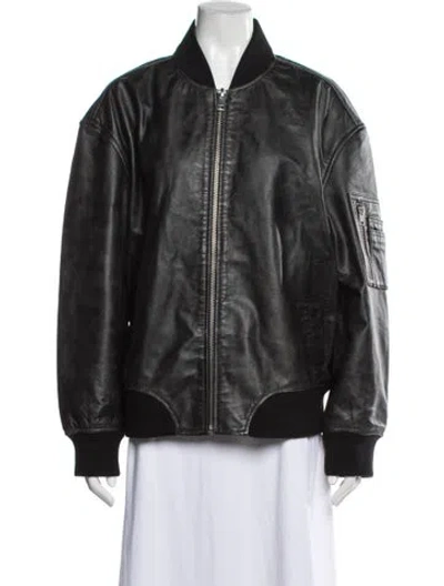 Pre-owned Walter Baker Goat Leather Bomber Jacket In Black