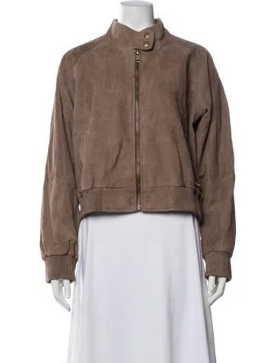 Pre-owned Walter Baker Goat Leather Bomber Jacket In Brown
