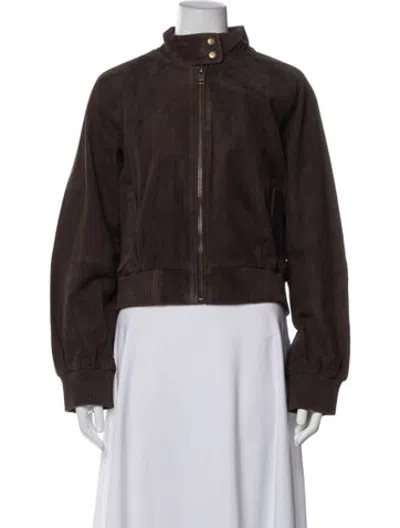 Pre-owned Walter Baker Goat Leather Bomber Jacket In Brown