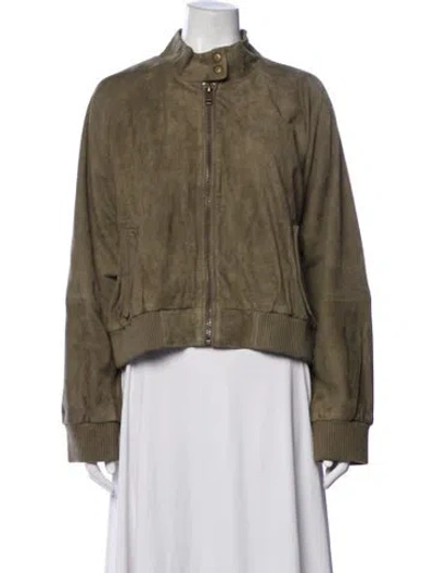 Pre-owned Walter Baker Goat Leather Bomber Jacket In Green