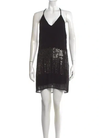 Pre-owned Walter Baker Halterneck Mini Dress In Black