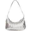 Walter Baker Hazel Woven Leather Shoulder Bag In Silver