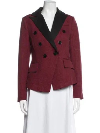Pre-owned Walter Baker Houndstooth Print Blazer In Red