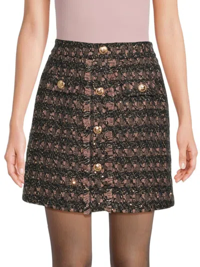 Walter Baker Iliana Tweed Skirt In Brown