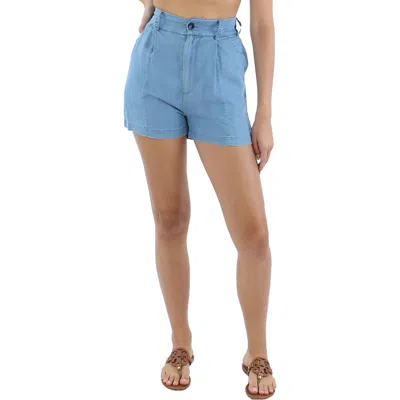 Walter Baker Jasmine Womens Pleated Medium Wash High-waist Shorts In Blue