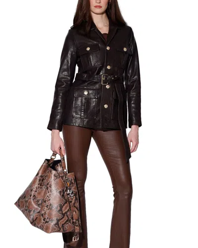 Walter Baker Joan Leather Jacket In Brown
