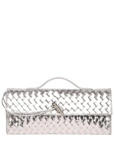Walter Baker Juliette Leather Clutch In Silver
