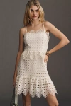 WALTER BAKER JUNIPER STRAPLESS RUFFLED LACE MINI DRESS