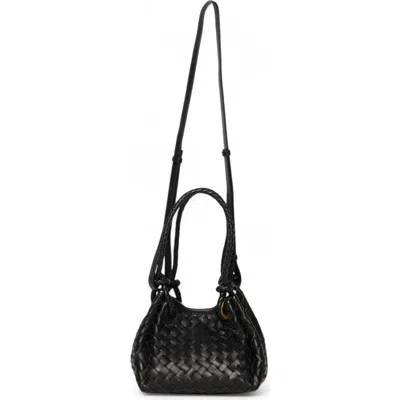 Walter Baker Kinsley Knot Top Handle Woven Leather Bag In Black