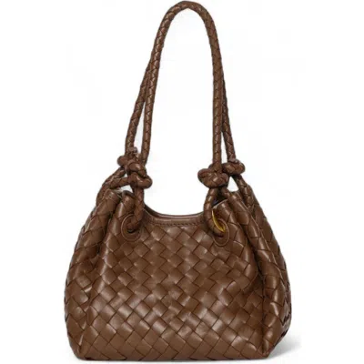 Walter Baker Kinsley Knot Top Handle Woven Leather Bag In Brown