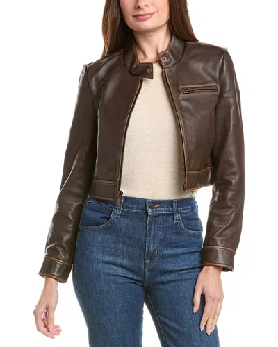 Walter Baker Krista Leather Jacket In Brown