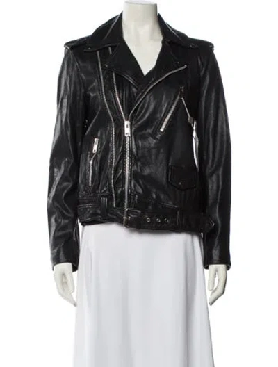 Pre-owned Walter Baker Lamb Leather Biker Jacket In Black