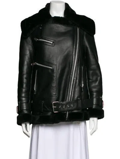 Pre-owned Walter Baker Lamb Leather Biker Jacket In Black