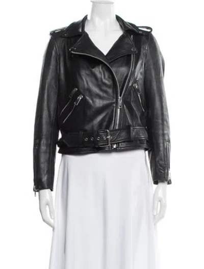 Pre-owned Walter Baker Lamb Leather Biker Jacket In Black