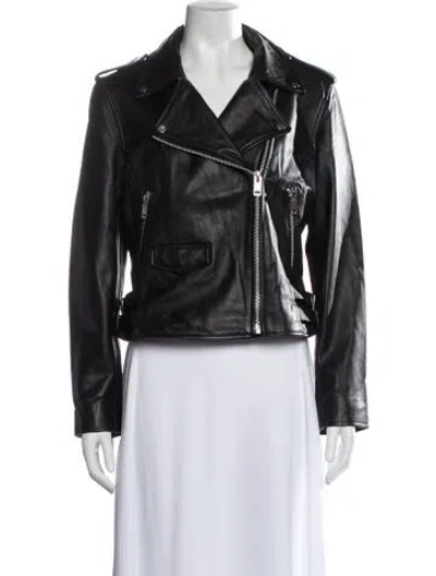 Pre-owned Walter Baker Lamb Leather Biker Jacket In Black