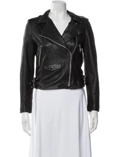Pre-owned Walter Baker Lamb Leather Biker Jacket In Black