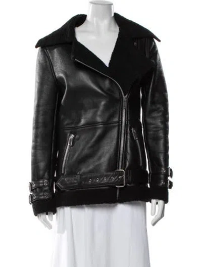 Pre-owned Walter Baker Lamb Leather Biker Jacket In Black