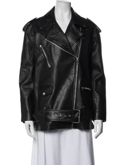 Pre-owned Walter Baker Lamb Leather Biker Jacket In Black