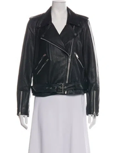 Pre-owned Walter Baker Lamb Leather Biker Jacket In Black