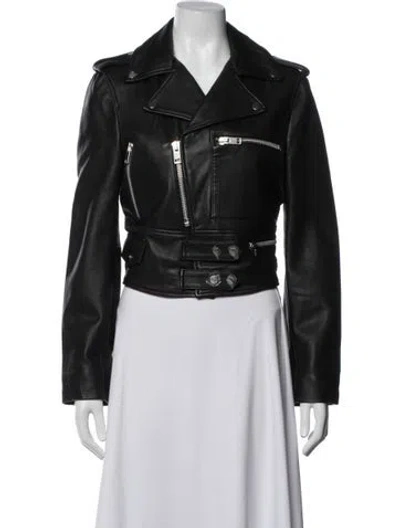 Pre-owned Walter Baker Lamb Leather Biker Jacket In Black