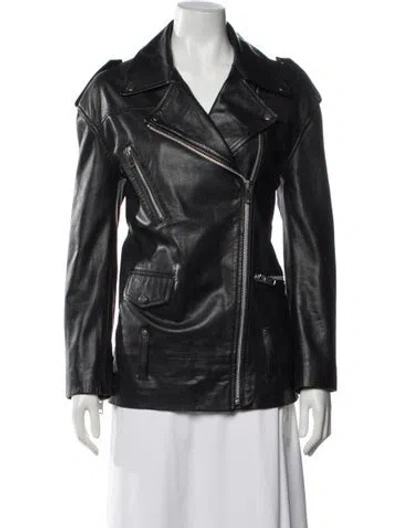 Pre-owned Walter Baker Lamb Leather Biker Jacket In Black