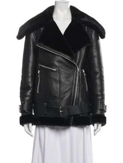 Pre-owned Walter Baker Lamb Leather Biker Jacket In Black